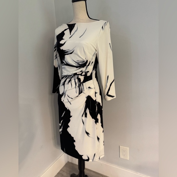 Ralph Lauren Black and White cinched Sheath Dress - Picture 4 of 6